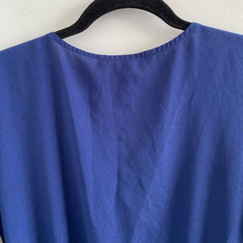 Hutch Blue V-Neck Minimalist Ruffle Hem Mini Dress Size Small - Picture 8 of 9